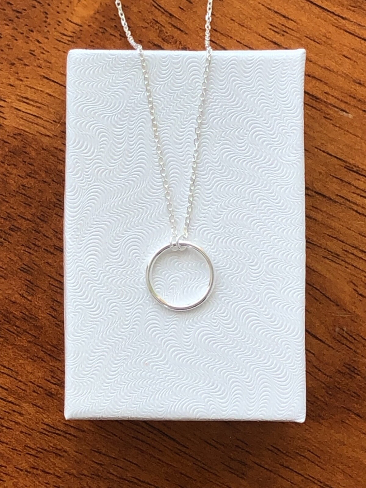 Sterling Silver 925 Open Circle Pendant Necklace 11mm(0.43″) 15.5-17.5″