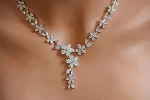 22Ct Pear Cut Lab Created Women’s Tennis Necklace 14k White Gold Plated