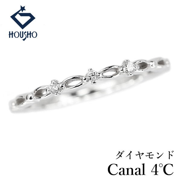 canal4℃ diamond ring K10 white gold Thin delicate pinky ring Used 908532