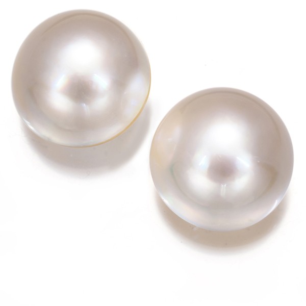 Mabe Pearl 13.0mm Solitaire Earrings 18K 750 Yellow Gold