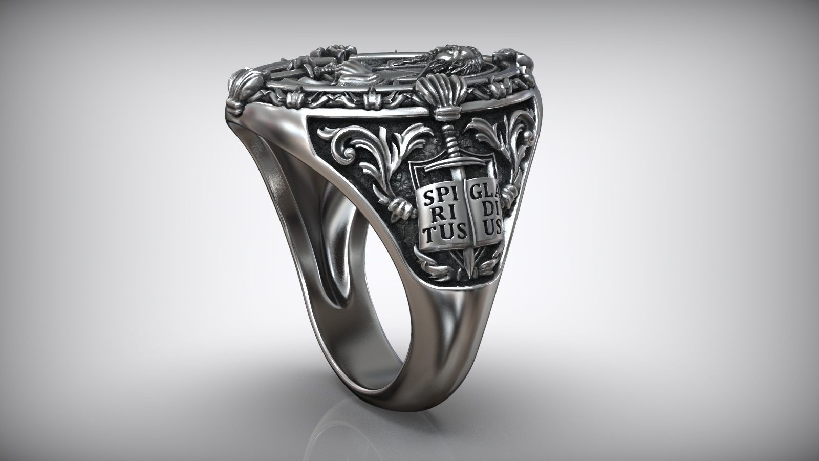 Mens Saint Paul Apostle Sword & Bible Symbol Christian 925Silver Statement Rings