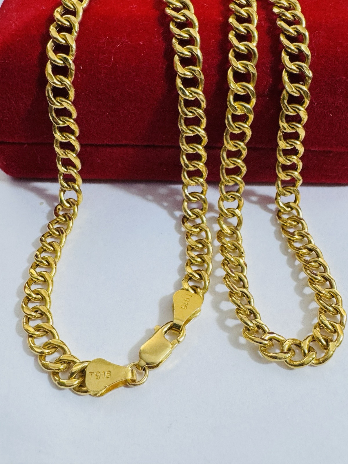 New 22K 916 Fine Real Gold 18”/18.5 inches Curb Necklace 11.9g 5mm Womens