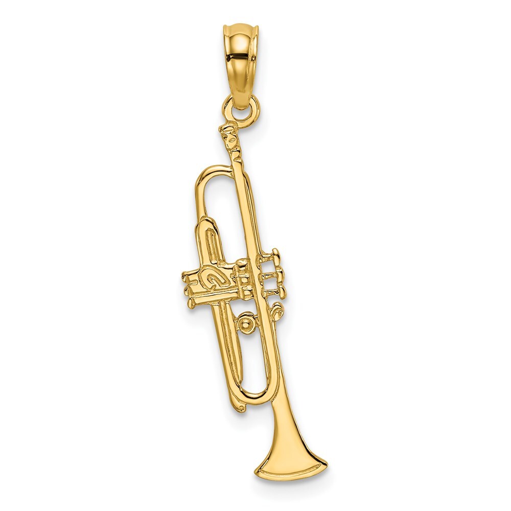 14k Yellow Gold Polished Trumpet Charm Pendant 0.56gm L-0.89 in,W-0.25 in