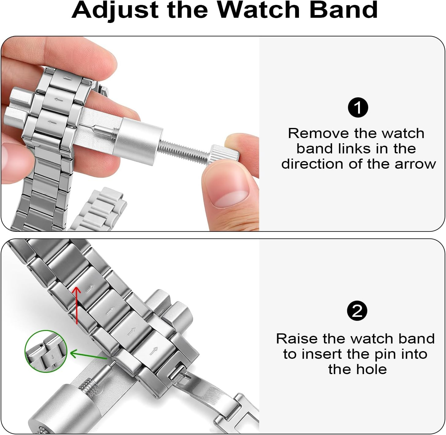 Solid Watch Link Removal Kit, Tools to Adjust and Remove Bracelets，Watch Strap S