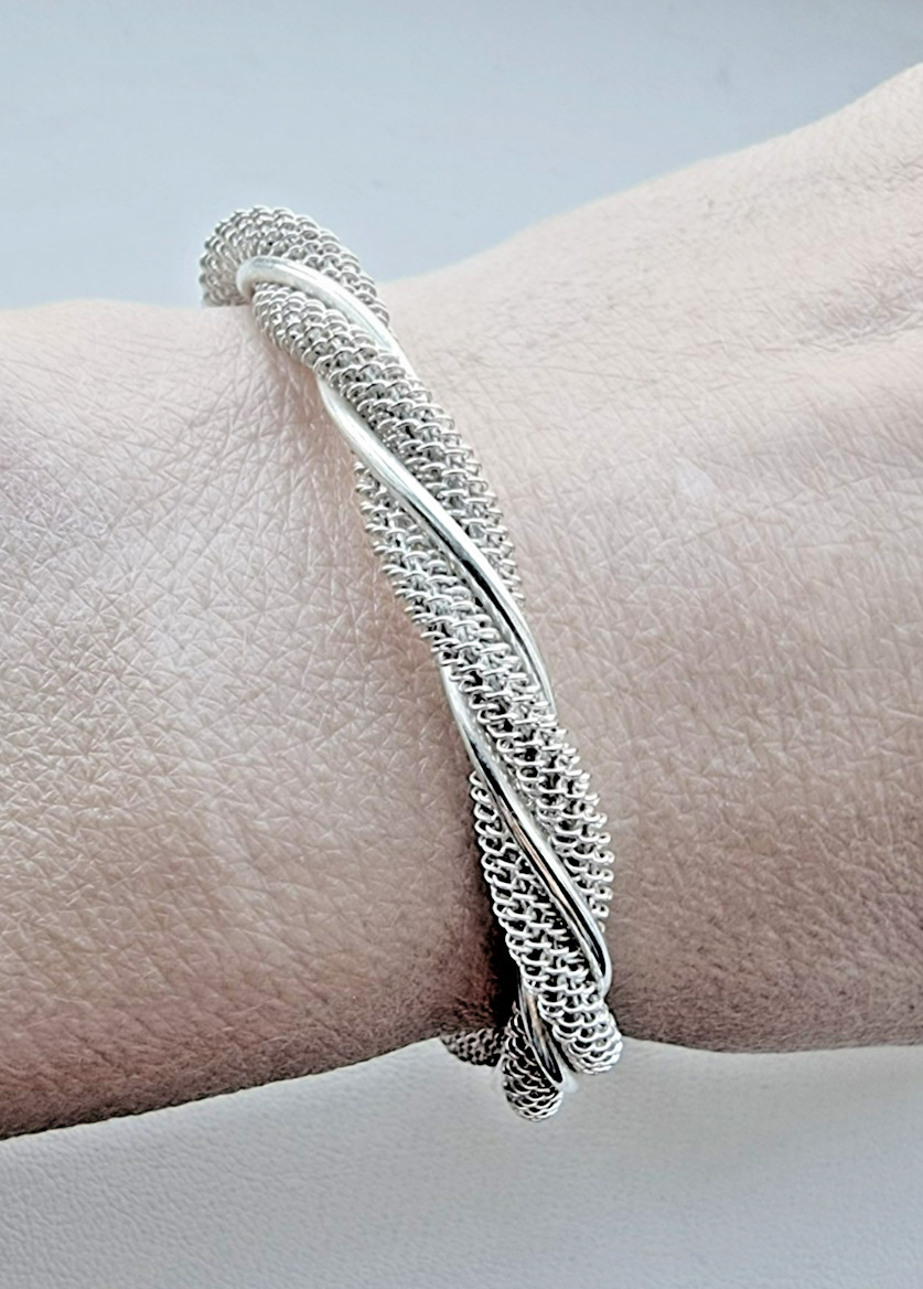 925 STERLING SILVER TWISTED CABLE CUFF BRACELET 15.7g