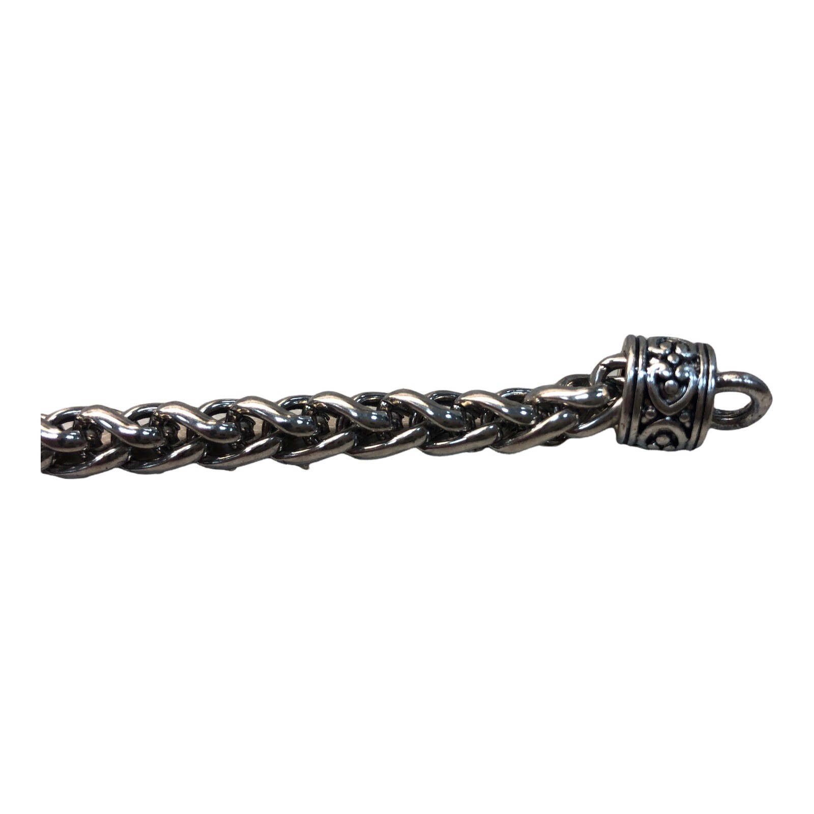 Bracelet Brave New Look Silver Plated Wheat Link Thick Charm Shiny Size 7.5″