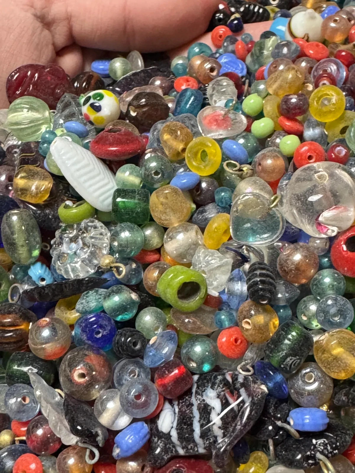 EVERYTHING Mix 2 lb. Vintage India Glass Beads Lot Crafts Jewelry Bulk Estate