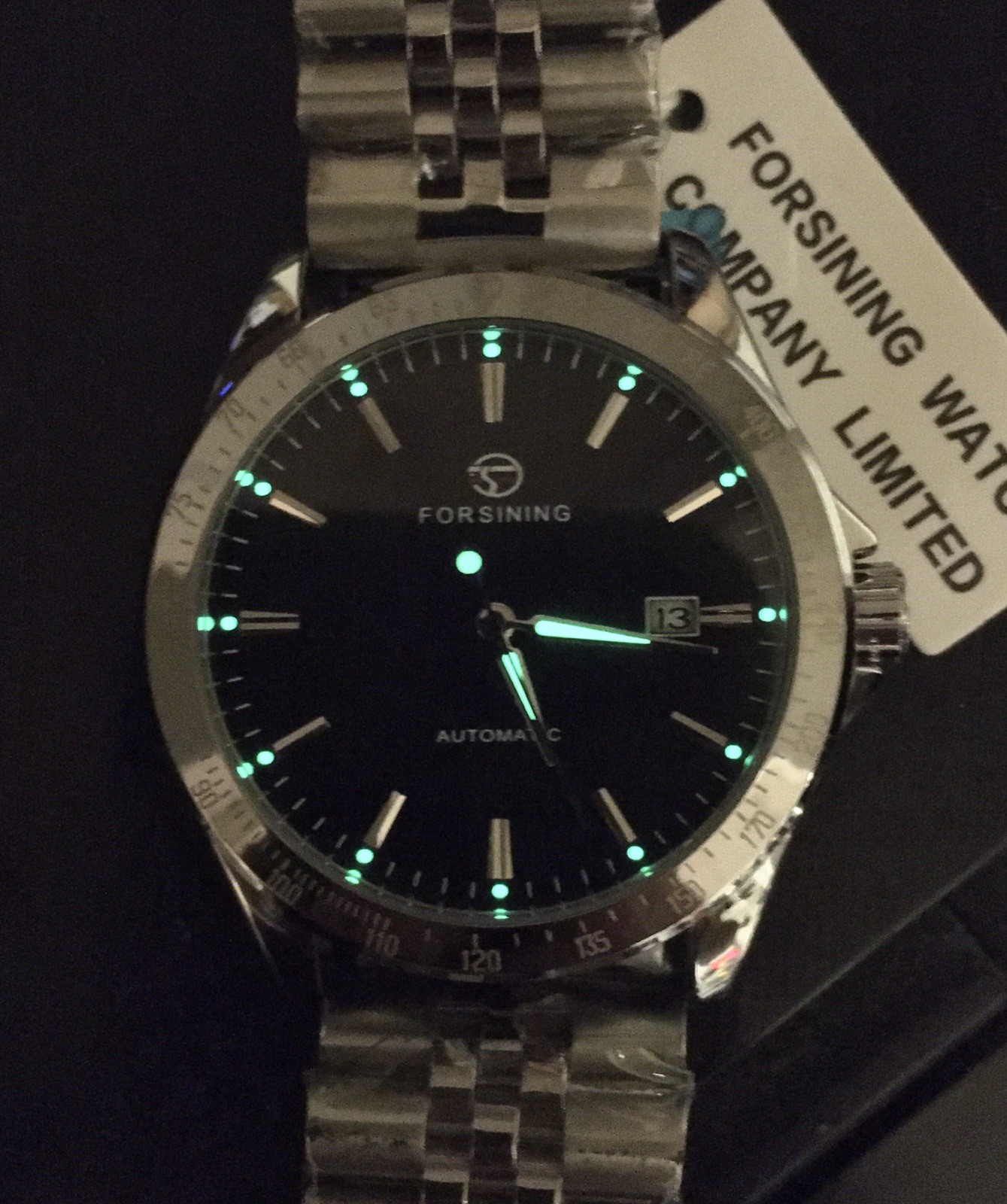 FORSINING 42MM AUTOMATIC BLACK MATTE DIAL TACHYMETRE BEZEL QUICK RELEASE BAND!