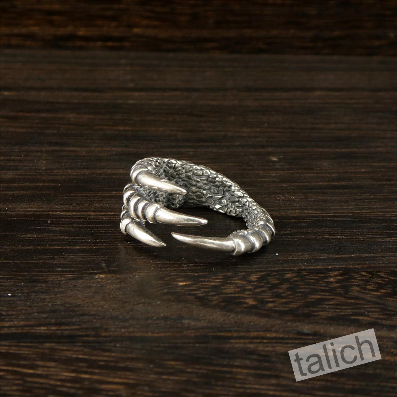 Heavy Solid 925 Sterling Silver Eagle Dragon Claw Large Wrap Ring Adjustable