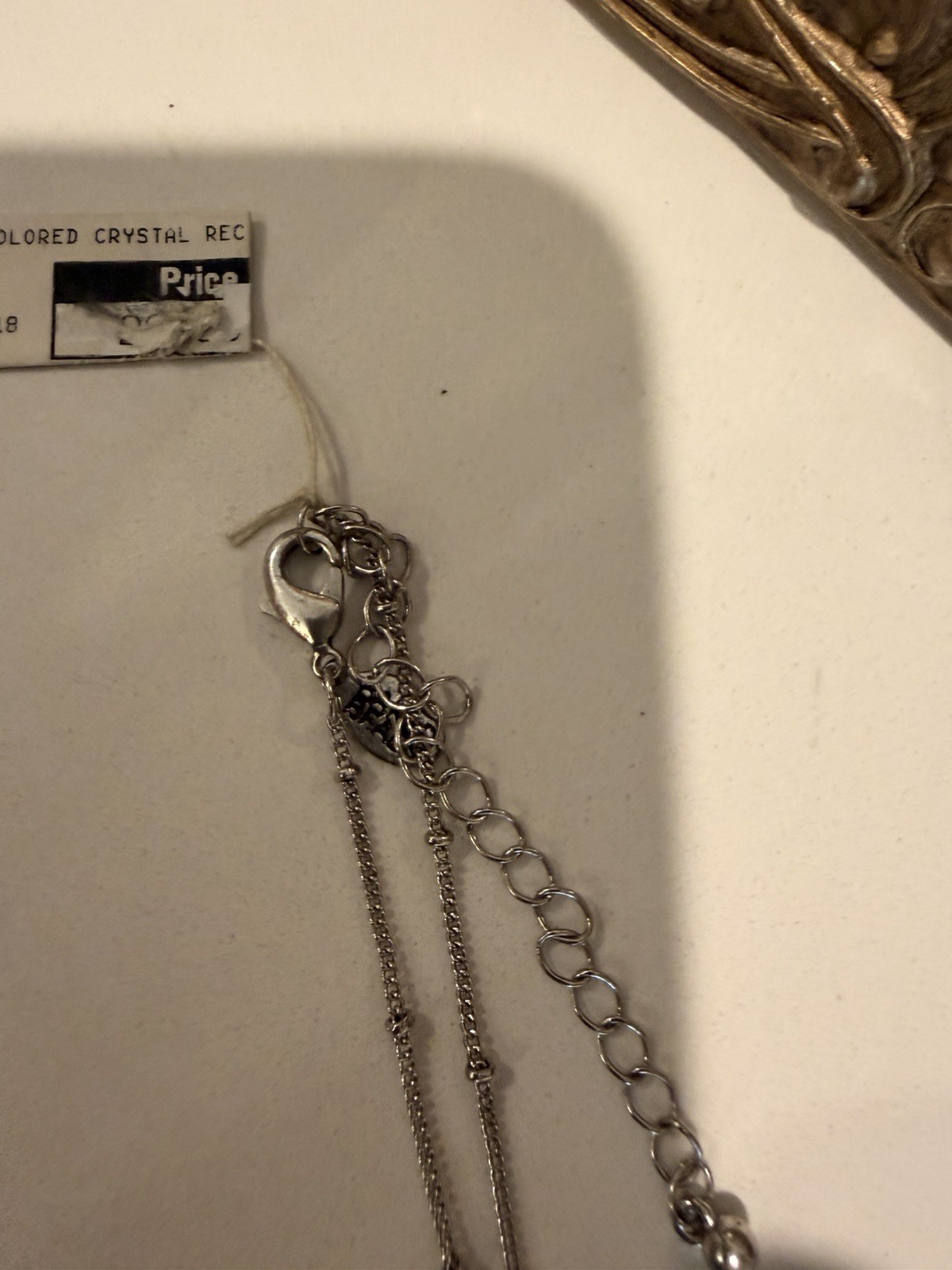 Baked Beads Silver Necklace With Purple Pink Stones NWT