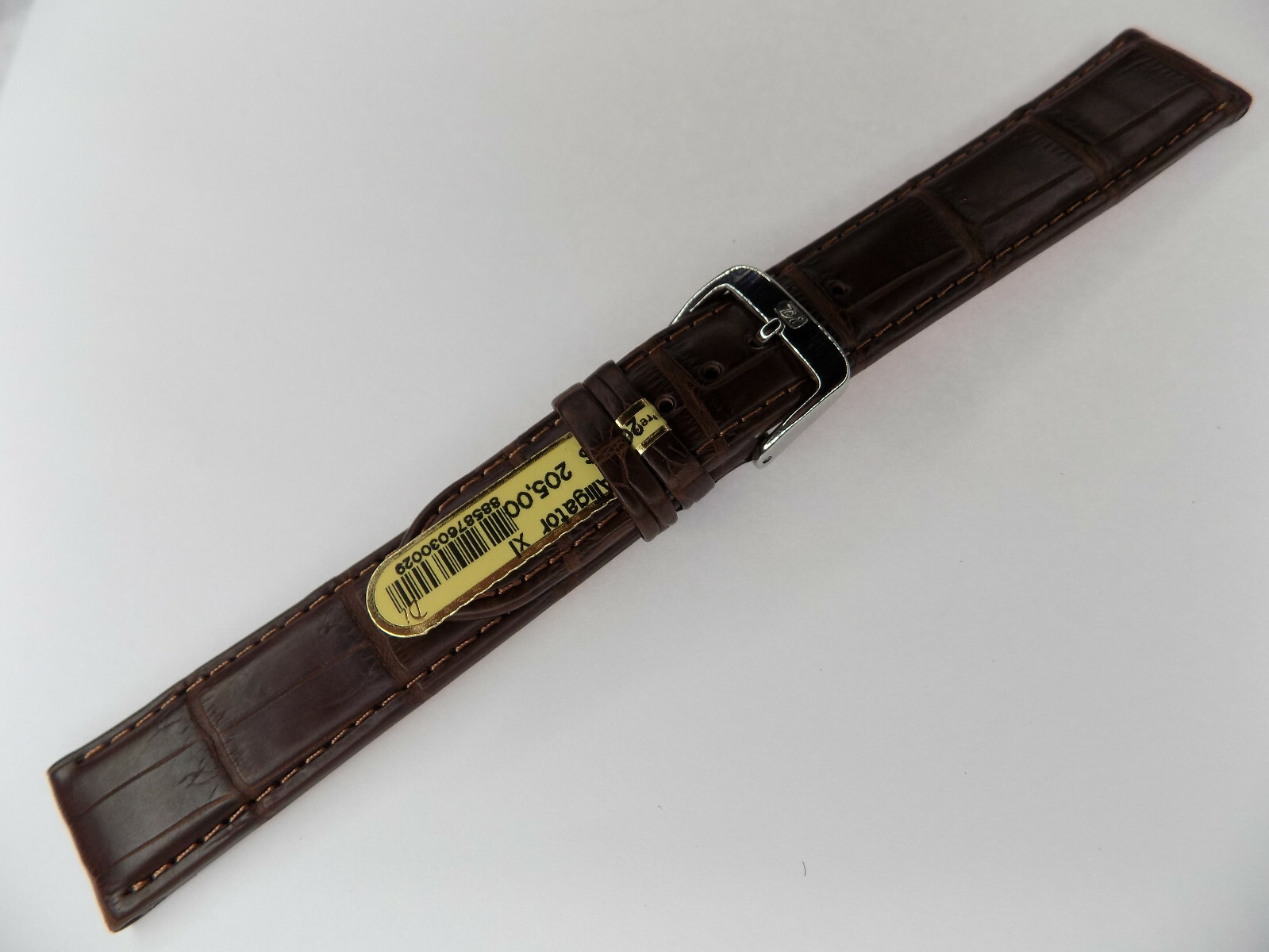 NATURAL SKIN VARIES Di-Modell Brown Genuine Alligator 20mm EXTRA LONG Watch Band