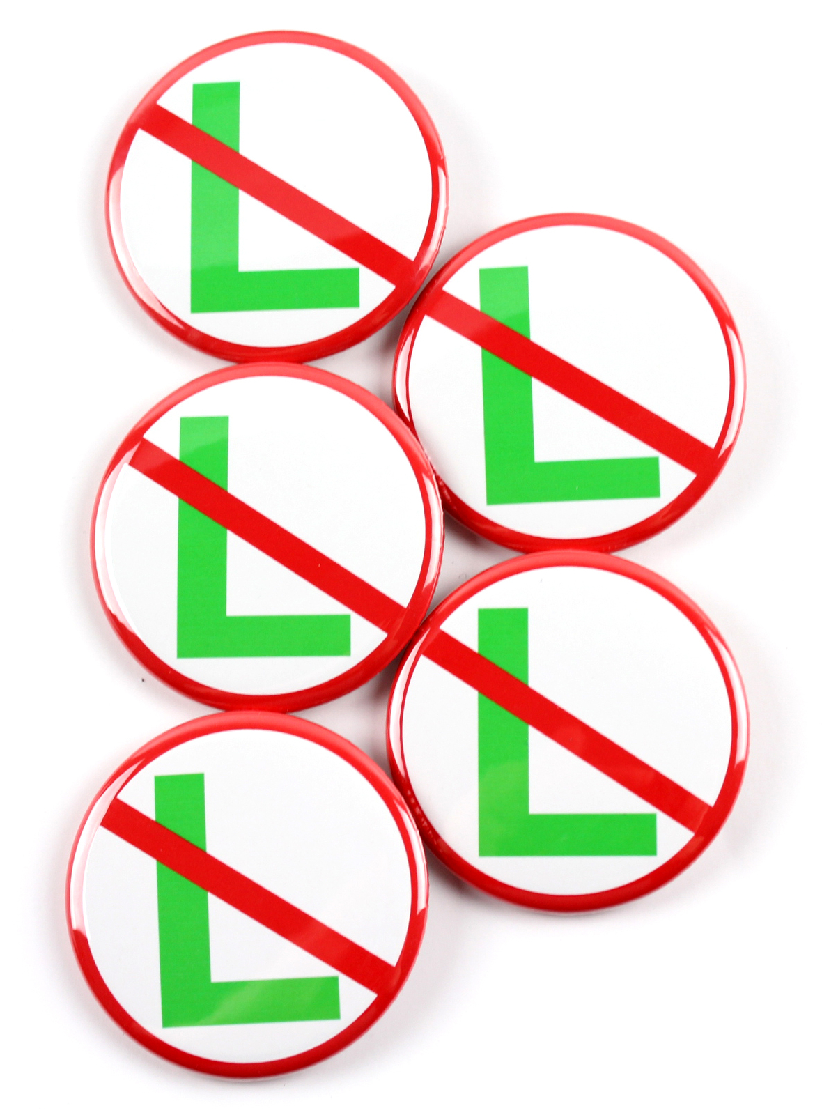 NO “L” – NOEL Christmas Pinback Buttons – 2.25 Inch Round – 5 Pack