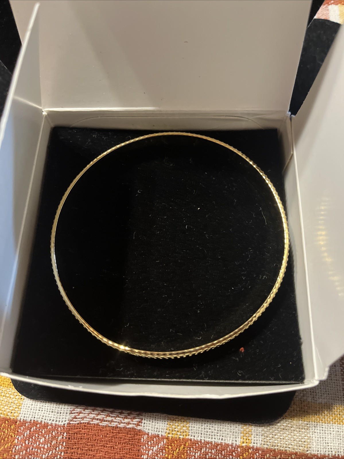9.5” Avon “Mom” In all languages Bangle Size Large Gold Tone VTG