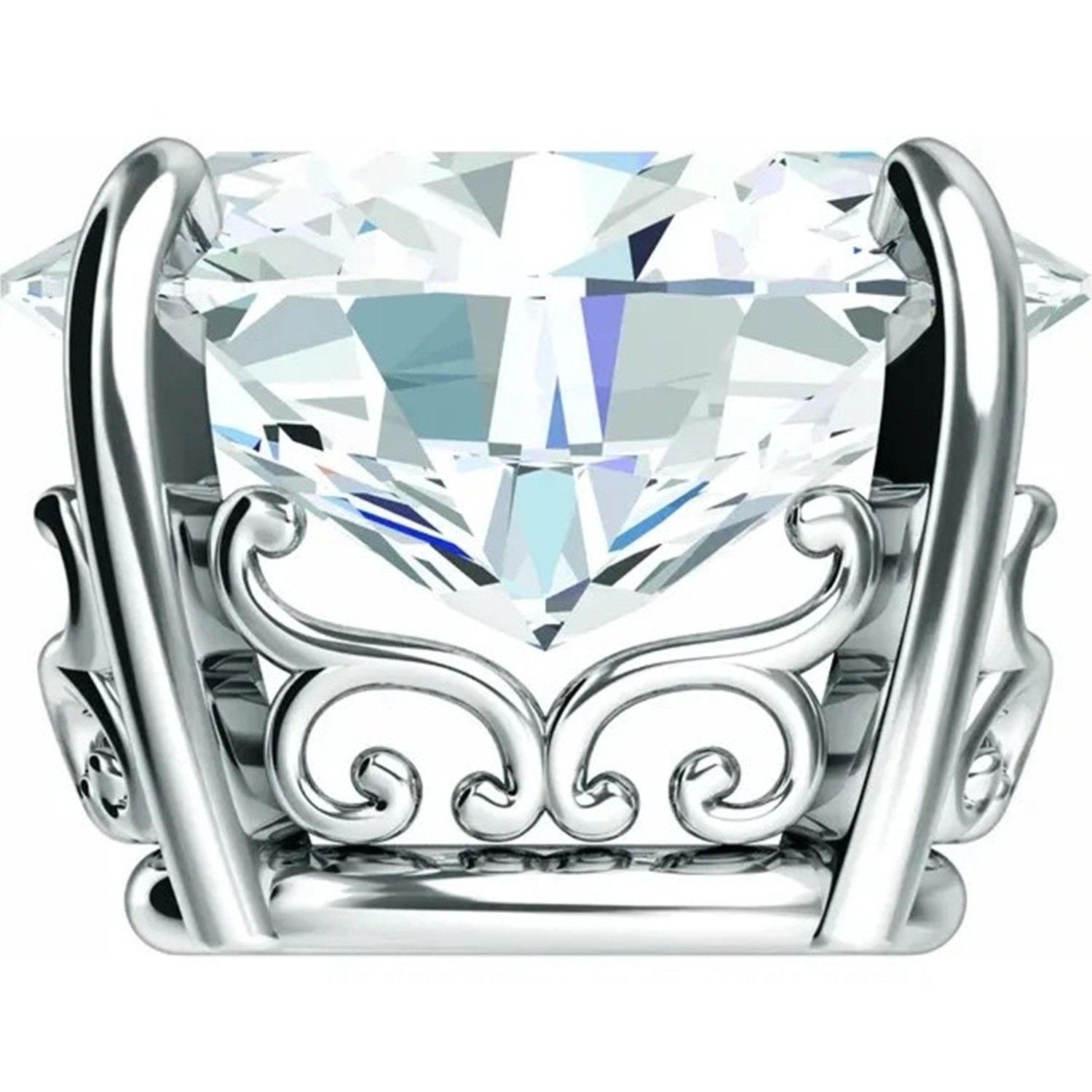 Oval Cut Setting 14K Solid White Gold Vintage Style 4 Prong Design Mounting USA