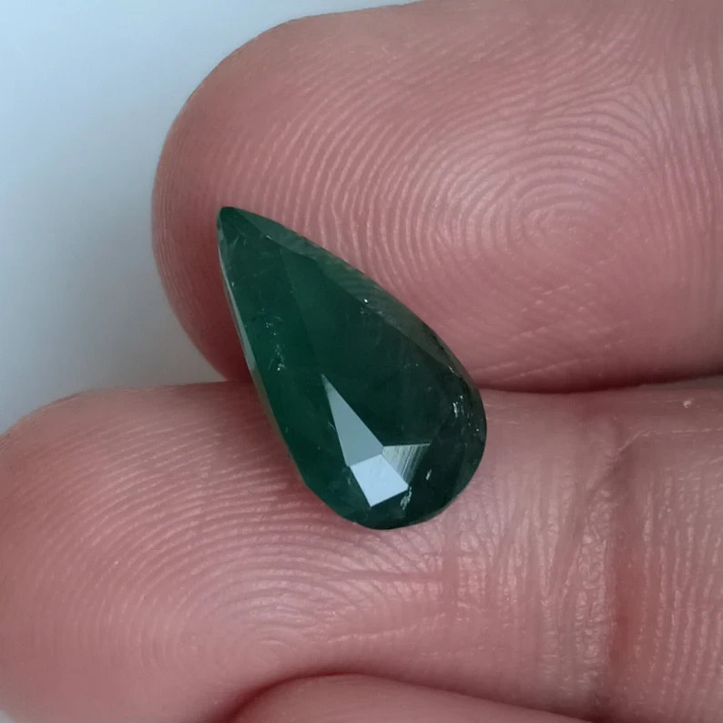 Real Zambian Emerald Pear Shape Unheated Untreated Gemstone 3 Ct