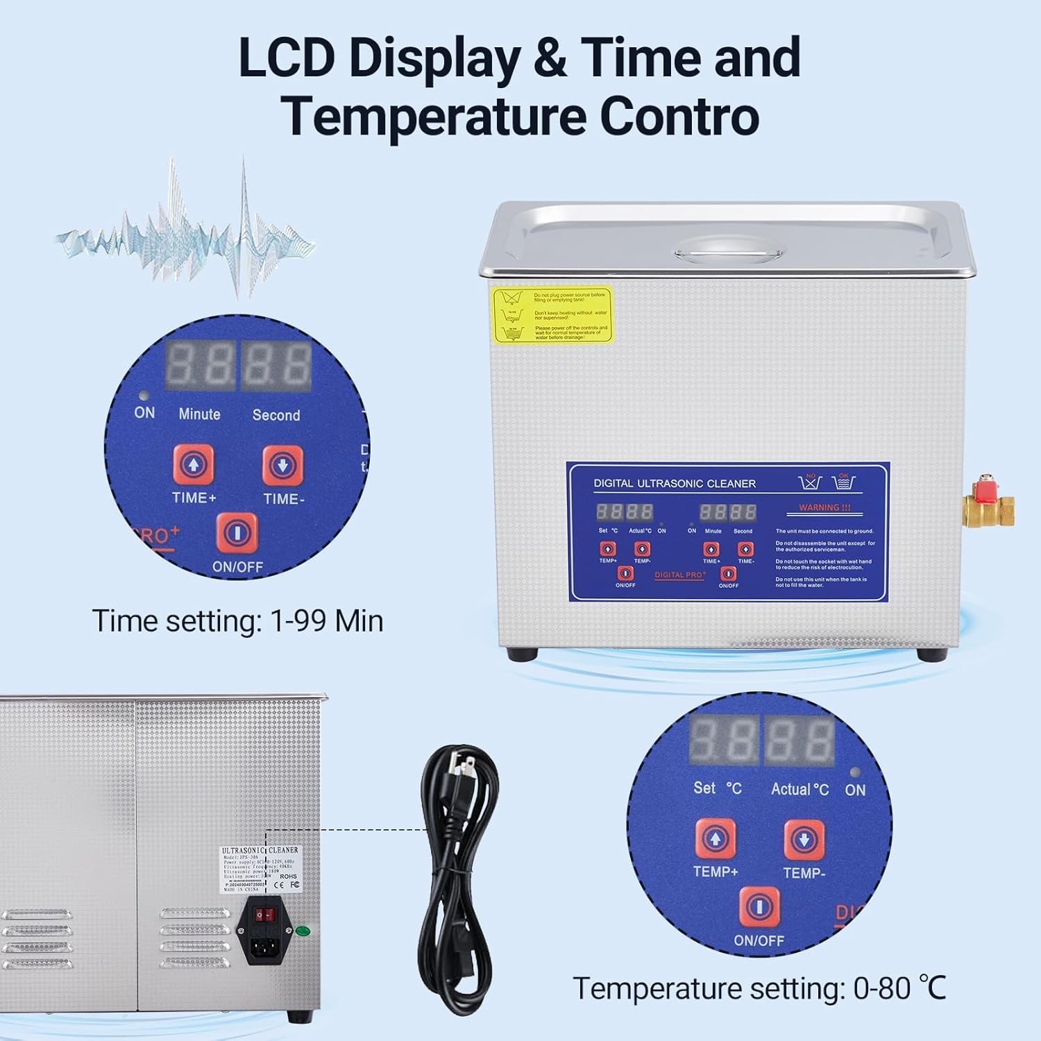 Industrial Heated Ultrasonic Cleaner 6.5L/1.72Gal 180W 40kHz | Commercial-Gra…