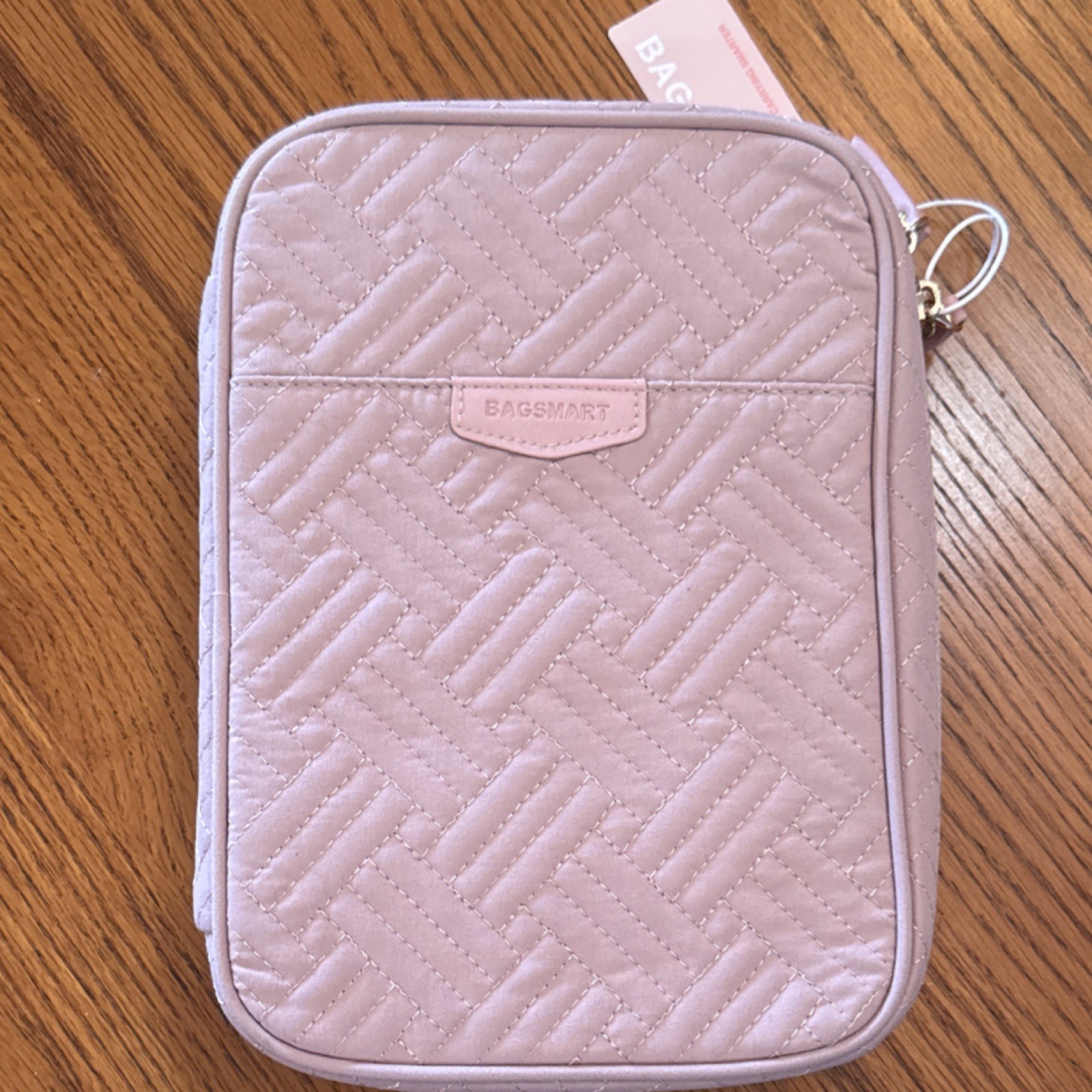 BAGSMART Travel Jewelry Case Zip-Around Ring Holder Insert, pink w/ Pouch Pages