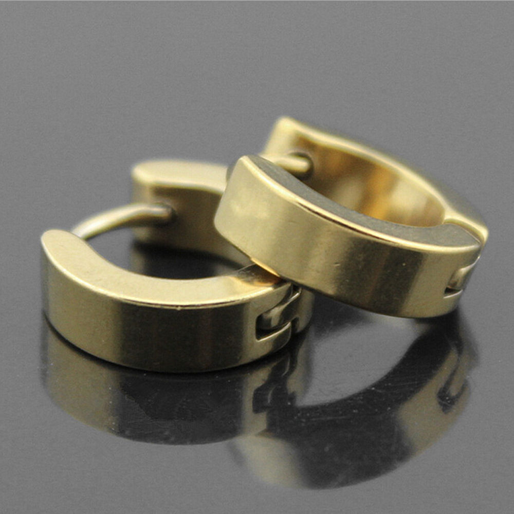 4 Pairs Mens Women Stainless Steel Punk Hoop Ear Stud Cuff Unisex Cool Earring