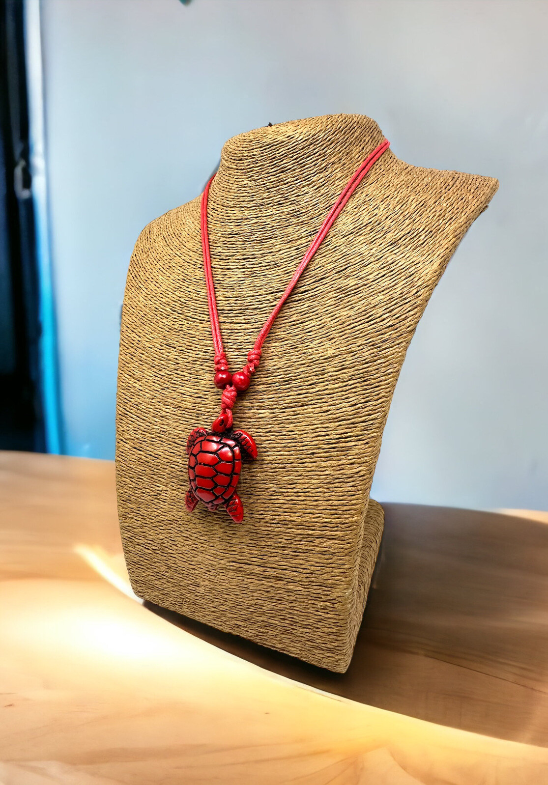 Red Turtle Necklace Red Turtle Pendant with Adjustable Red Cord Sea Turtle