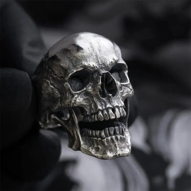 Men’s Stainless Steel Unique Gothic Skull Ring Biker Punk Retro Biker Motorcycle