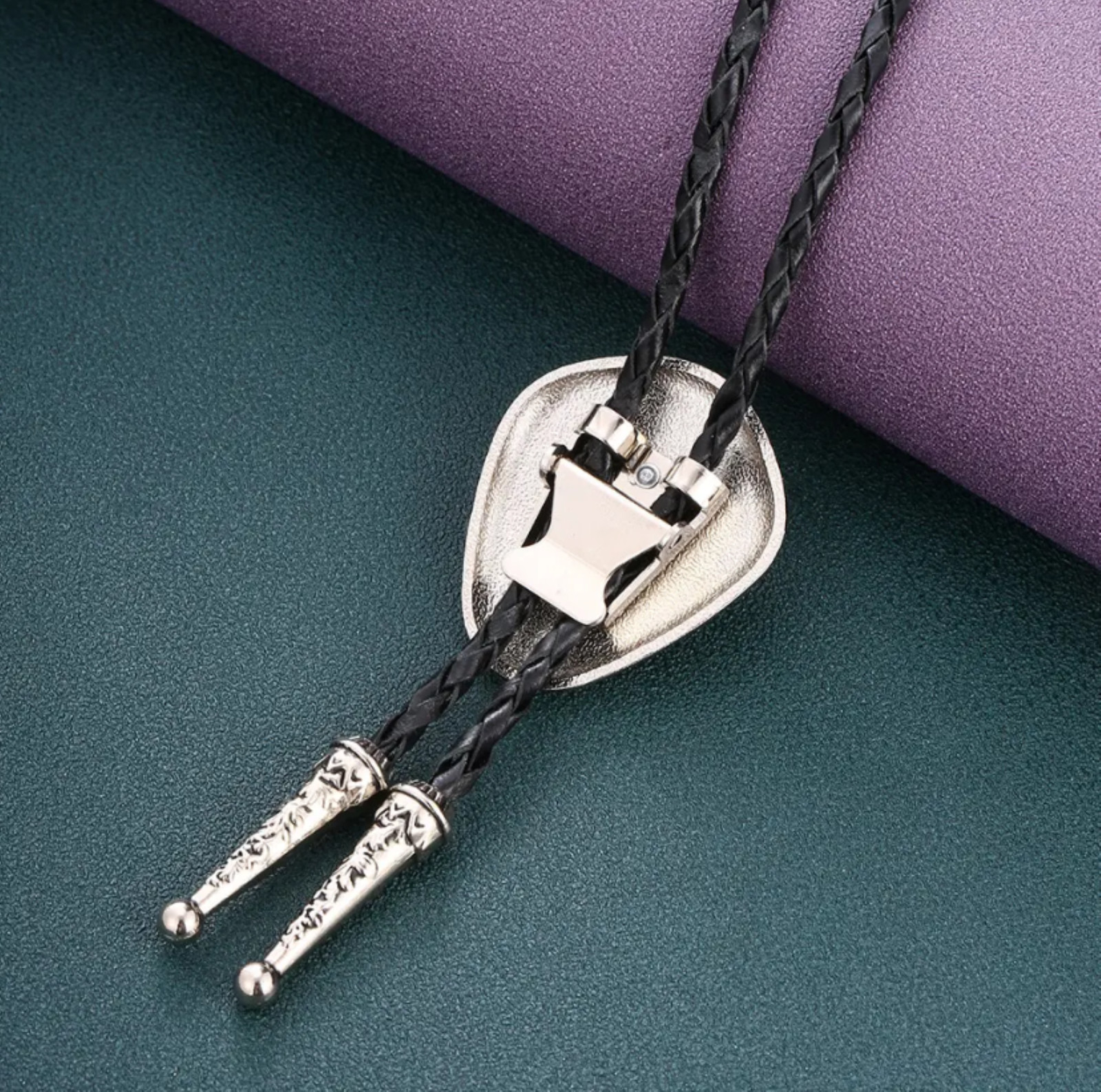 Bolo Tie Mens Wedding Necklace PU Leather Rope Western Cowboy Style