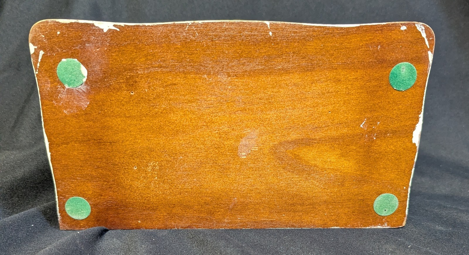 Vintage Shabby Distressed White Wooden Jewelry Box Table Top Rose Theme