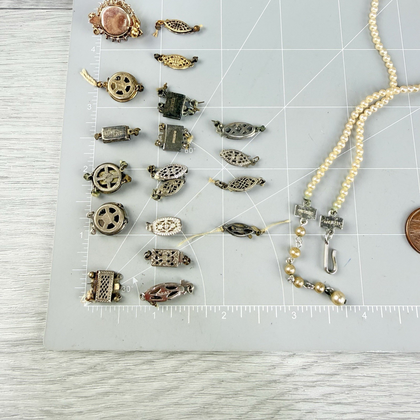 Antique Vintage Sterling Silver Filigree Necklace Clasp Lot 19+ Parts Findings