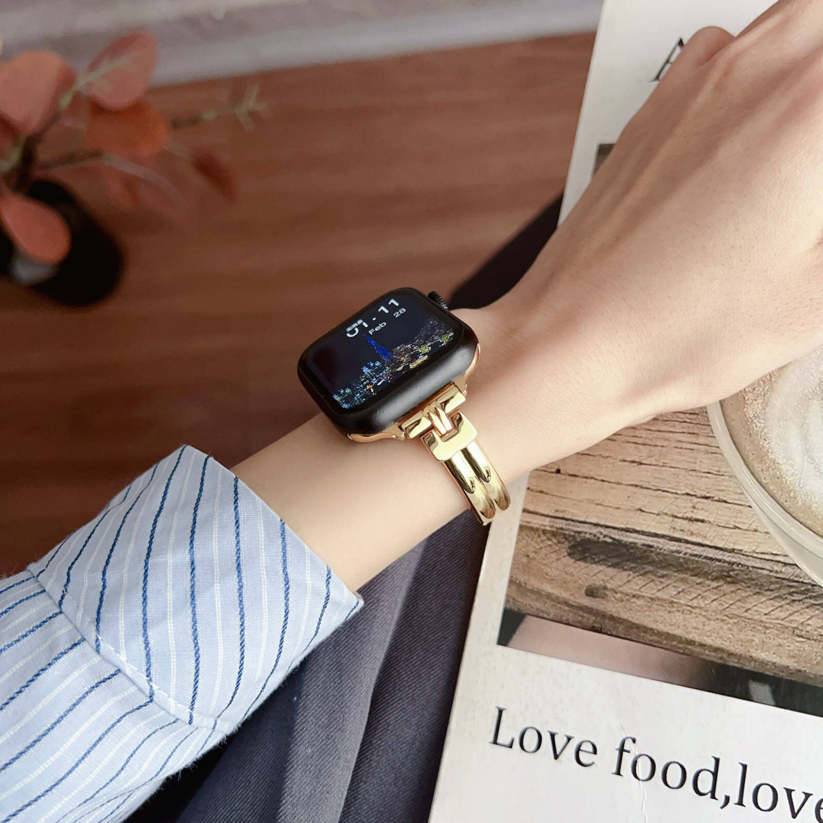 Slim Thin Metal Adjustable Strap For Apple Watch Series 10 9 8 7 6 5 4 3 Ultra