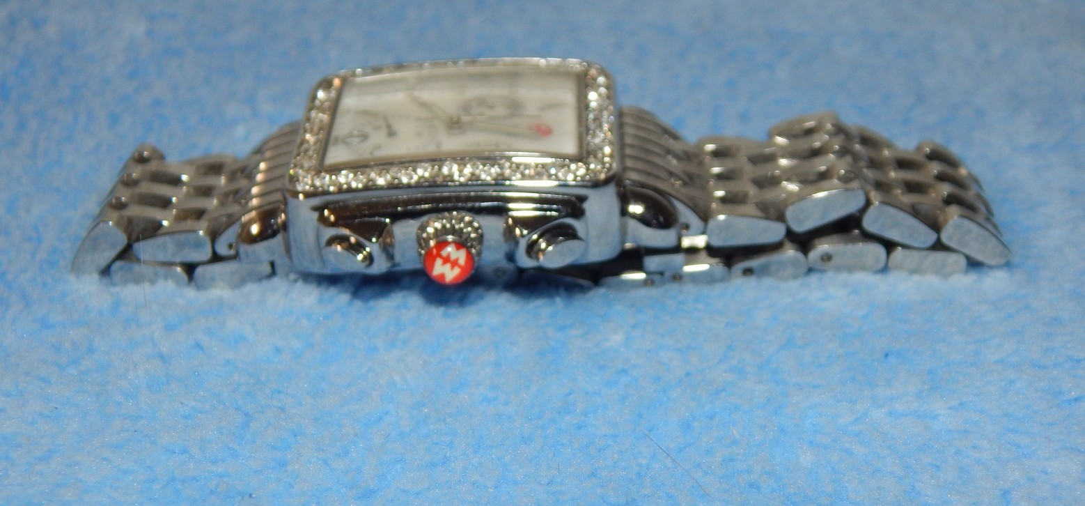 MICHELE Deco Diamond MW06A00 Chronograph Stainless Steel MOP 35mm Watch 50m