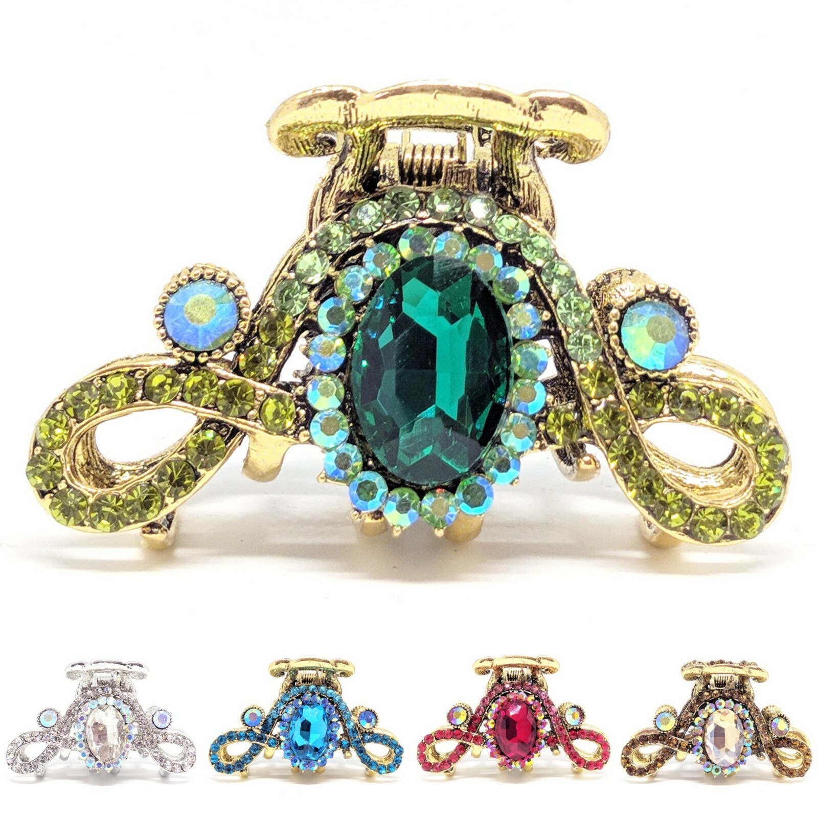 Medium Elegant Austrian Crystal rhinestone Metal Bridal hair clip jaw Clamp pins