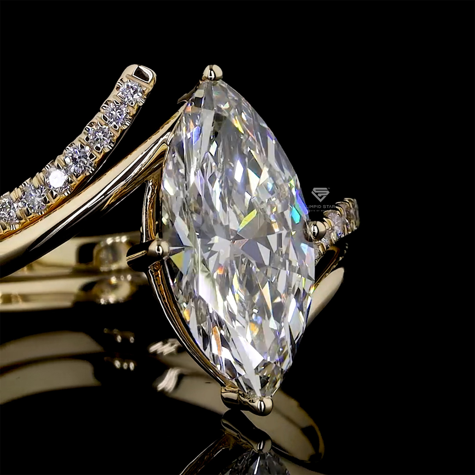 2.40CT Marquise Cut Lab Grown Diamond Ring G VS1 IGI 14K Yellow Gold Size 6
