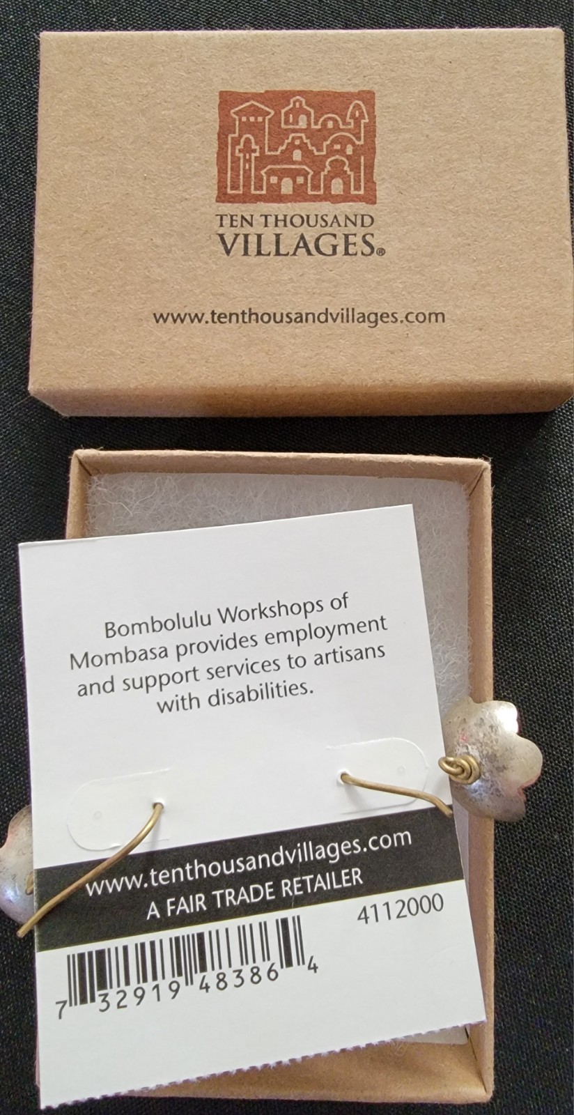 Ten Thousand Villages Copper Blossom Dangle Earrings Hook Handcrafted Kenya