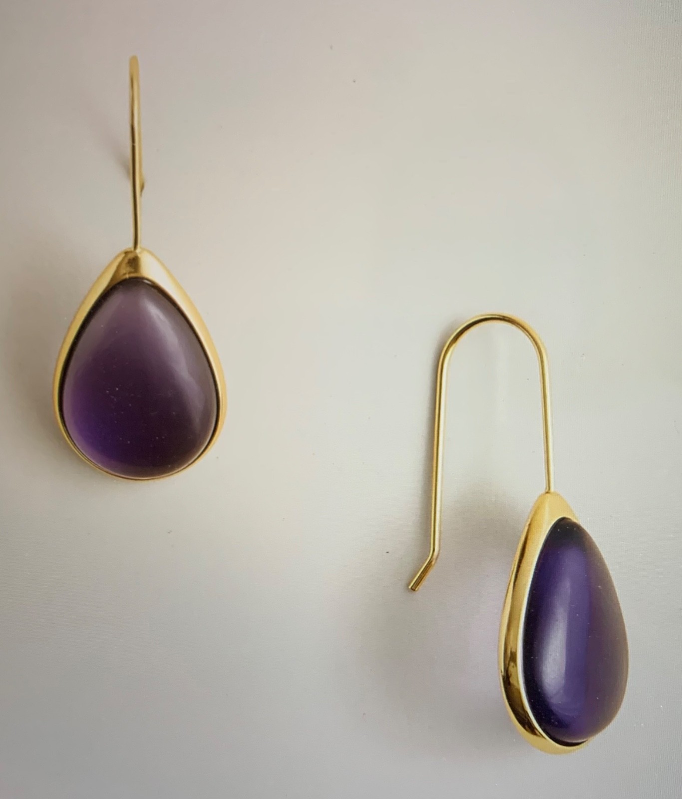 J Crew Stone Teardrop Earrings Slate Blue #CQ347 Gold Plated MSRP $34.50 NWT