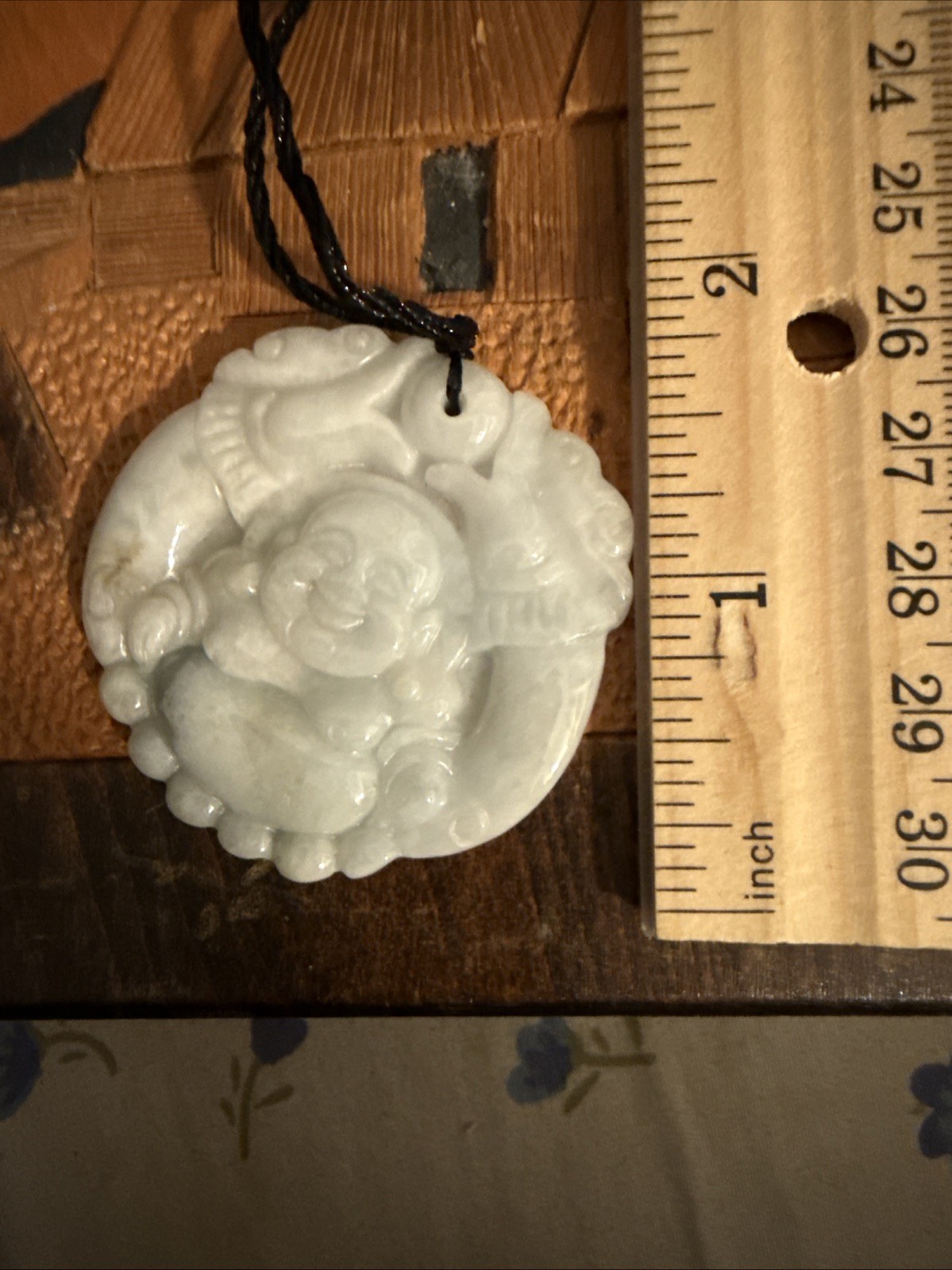 Elegant Jadeite Happy Buddha Amulet Pendant Necklace – 2”Wide