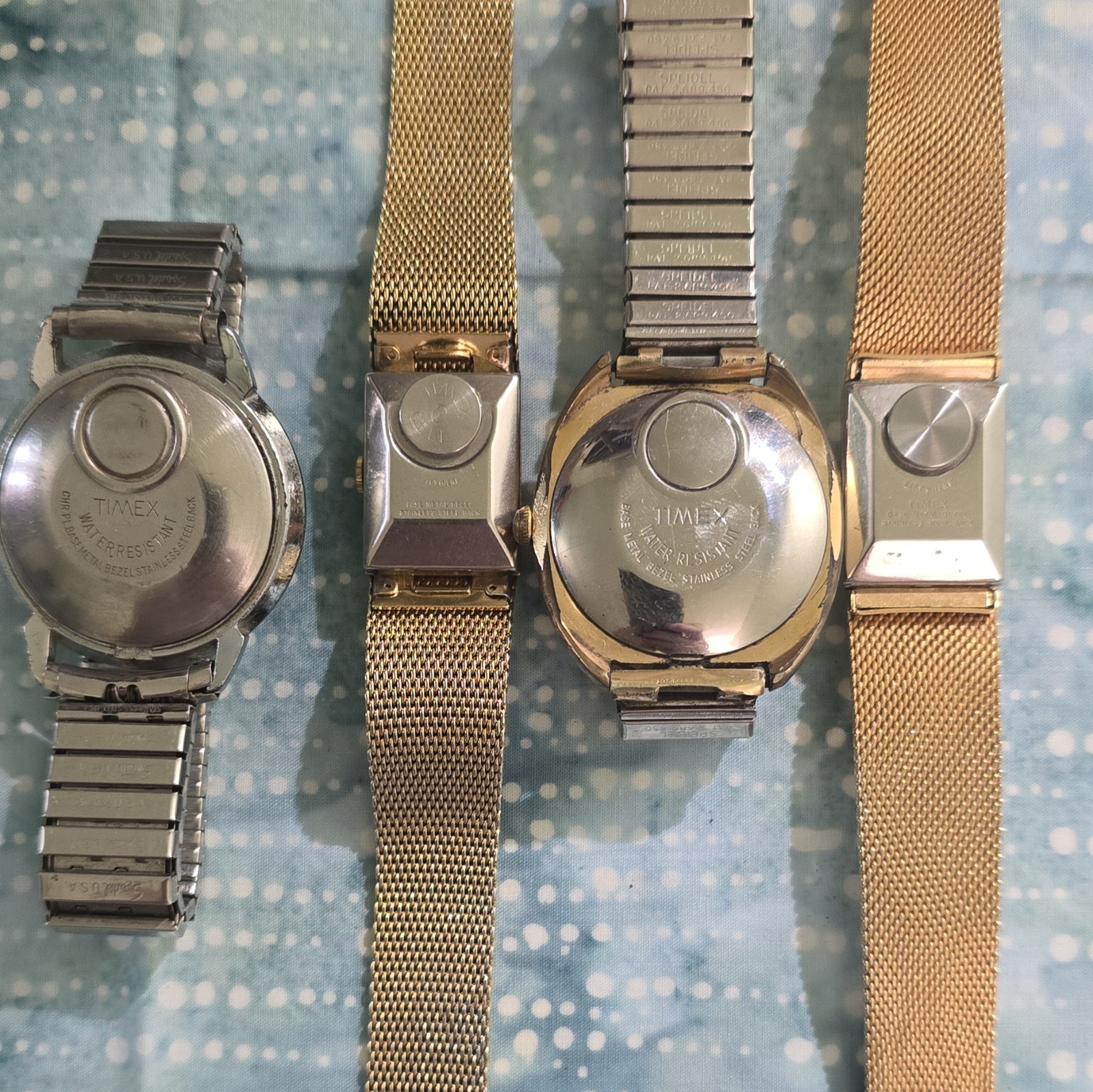 Timex Mixed Lot 4 Electric Wristwatches Gold/Silver Tone, Dynabeat, Bands