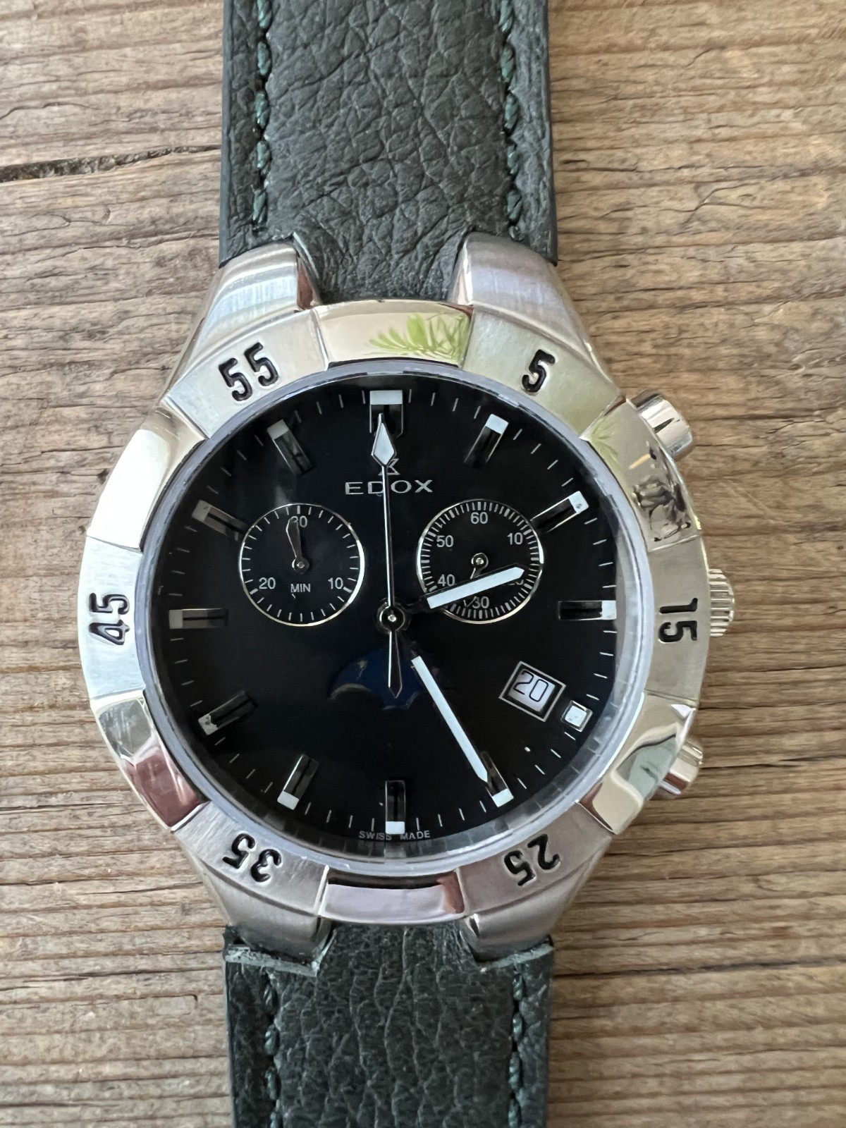 Edox 11005 Moon Phase Chronograph Swiss Made 39mm Sapphire Men’s Watch Rare