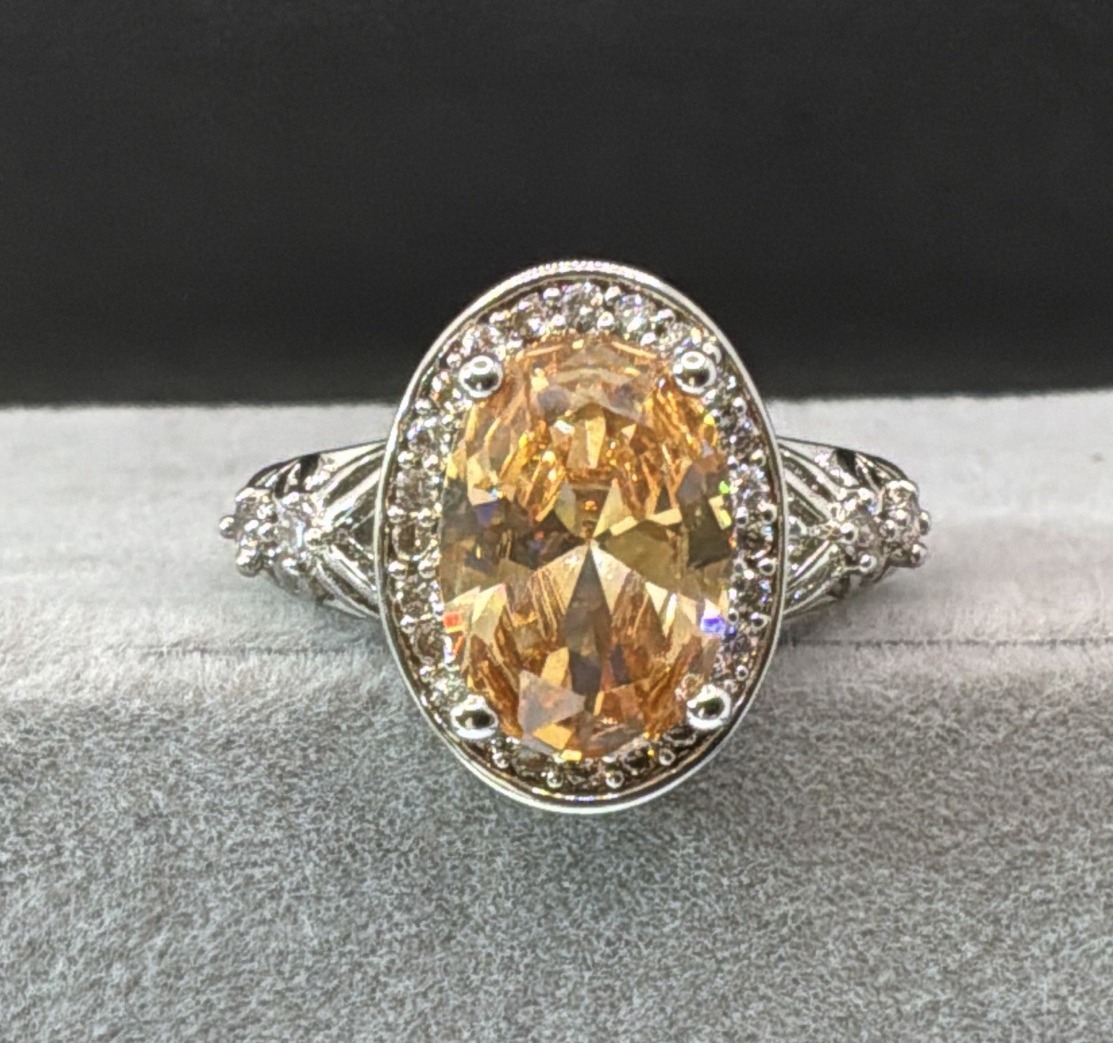 MORGANITE RING – Lab Created – 14X10mm Or 6.0ctw – .925 Sterling Silver!!!