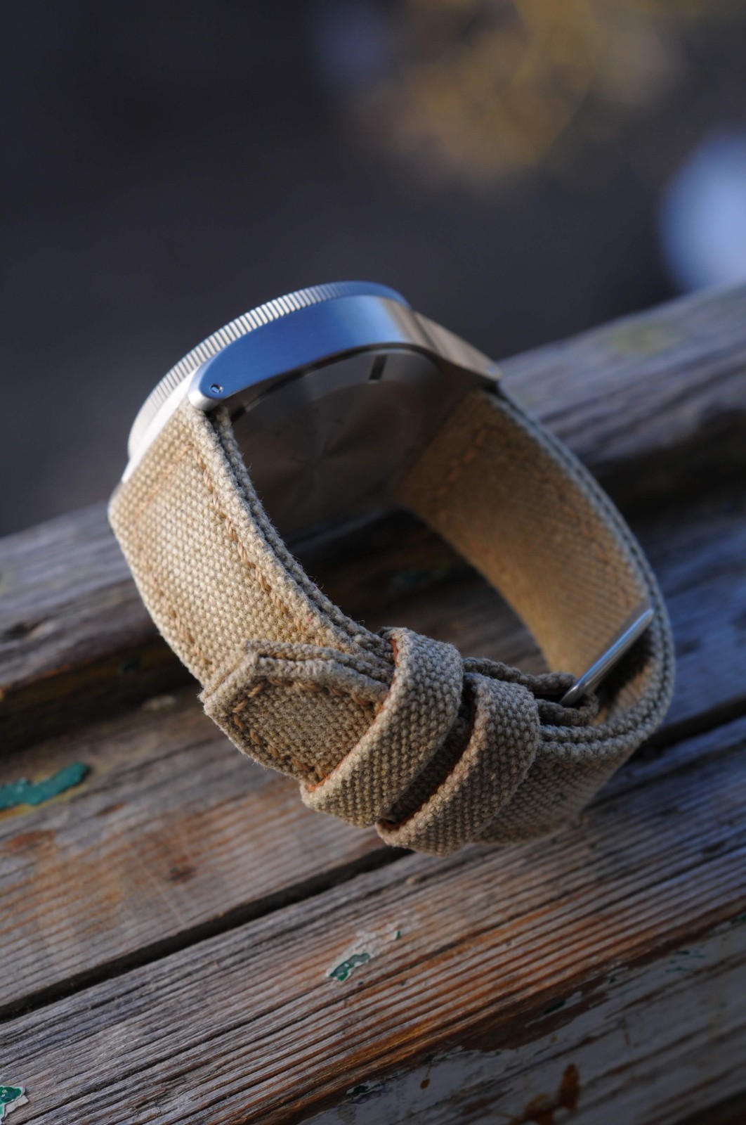 24 mm Sandy Beige rugged handcrafted canvas watch strap *Ready-Made *US-DutyPaid