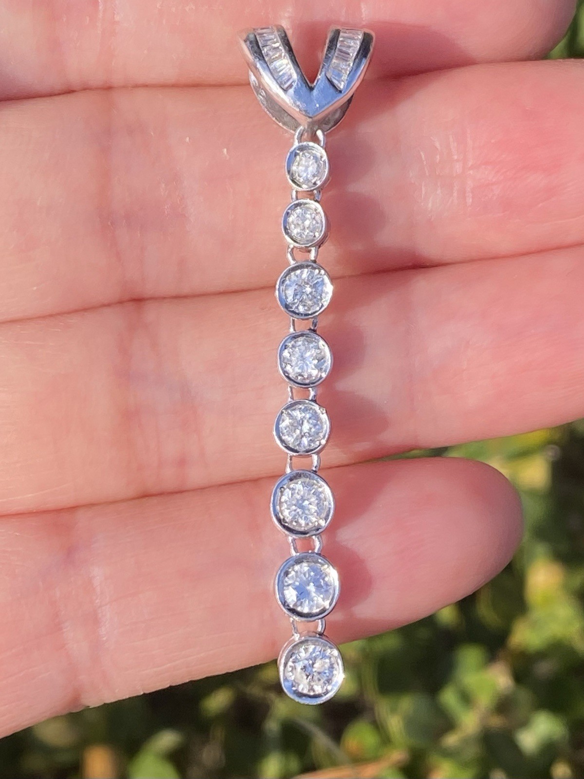 1.00CTW 100% Natural Round Diamond Drop Platinum Pendant