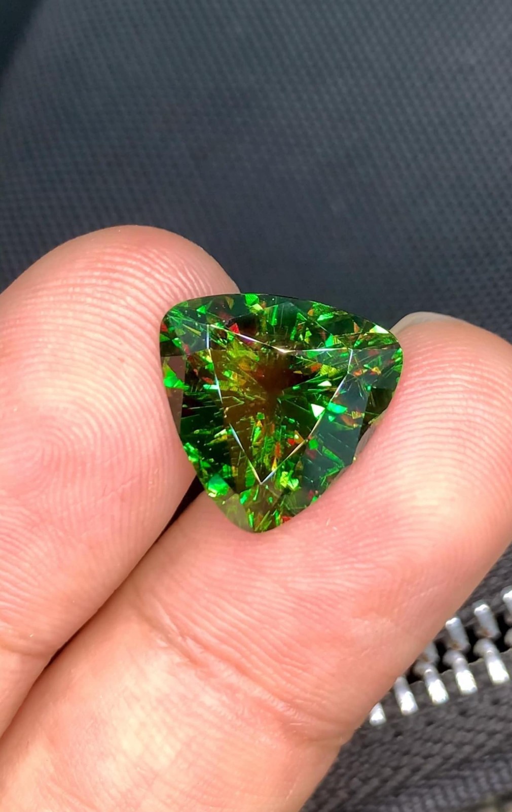 Natural 5.06 Ct Full Fire Sphene Titanite Trillion Cut Sparkling Pakistan Skardu