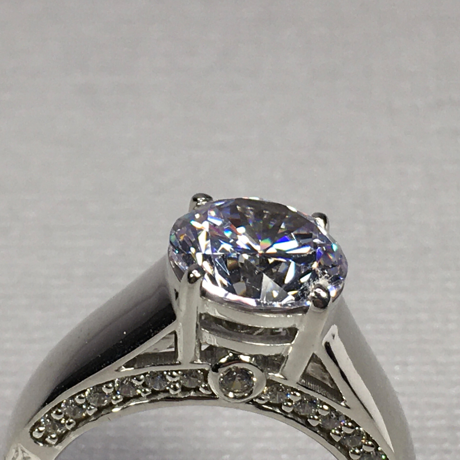 CHARLES WINSTON BELLA LUCE 7.83 CTW ZIRCONIA RHODIUM OVER STERLING RING SIZE 9