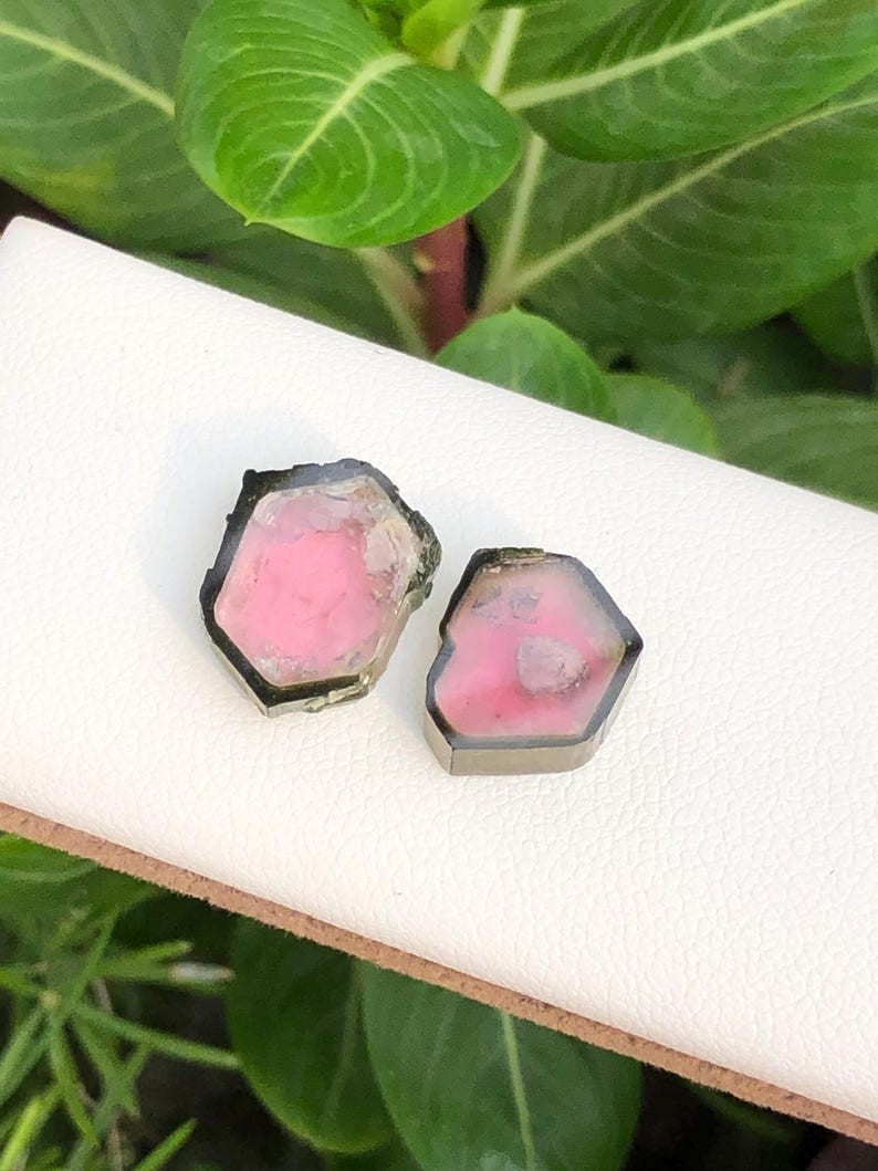 11.70Ct Premium Watermelon Tourmaline Slice Pair 2pc Afghanistan Loose Gem