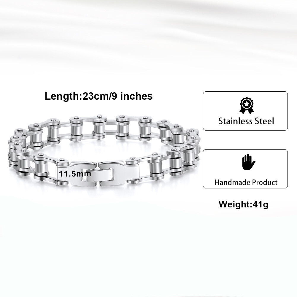 Biker Bracelet for Men Stainless Steel Bracelet Goth Motorcycle Bike Chain by…
