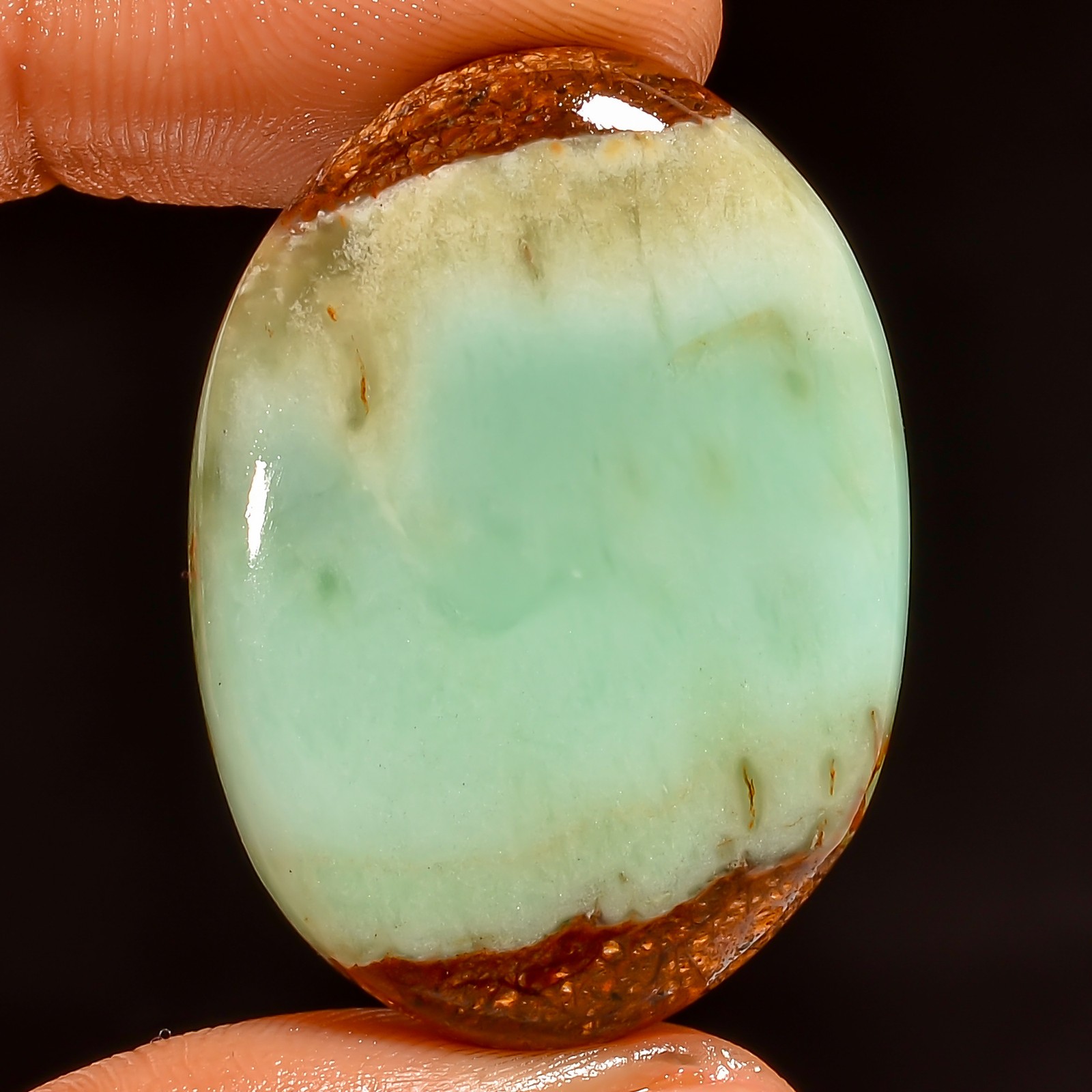 Natural Bio Chrysoprase Oval Shape Cabochon Gemstone 49 Ct. 35X25X6 mm EE-53497