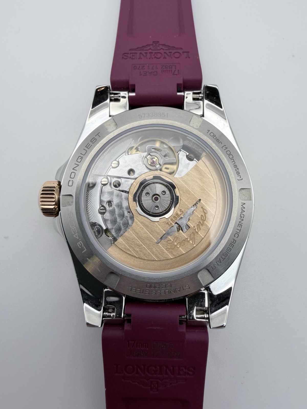 Longines Conquest Automatic Purple Dial Ladies Watch