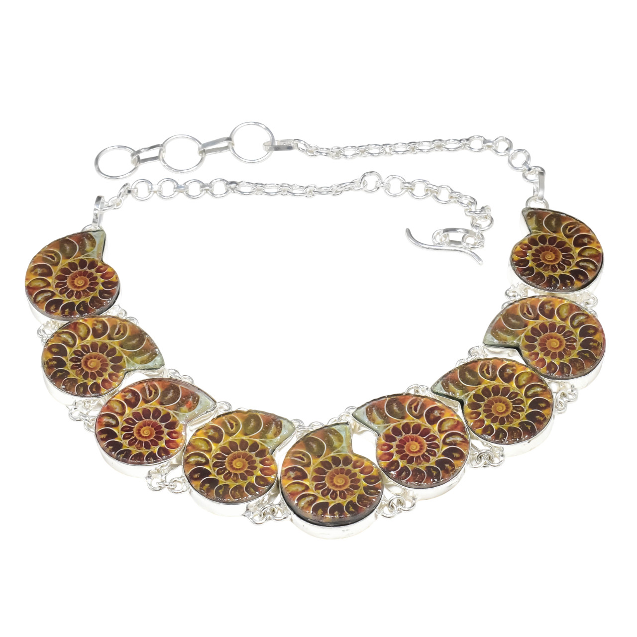 Ammonite Fossil Gemstone Handmade Sterling Silver Spiritual Jewelry Necklace
