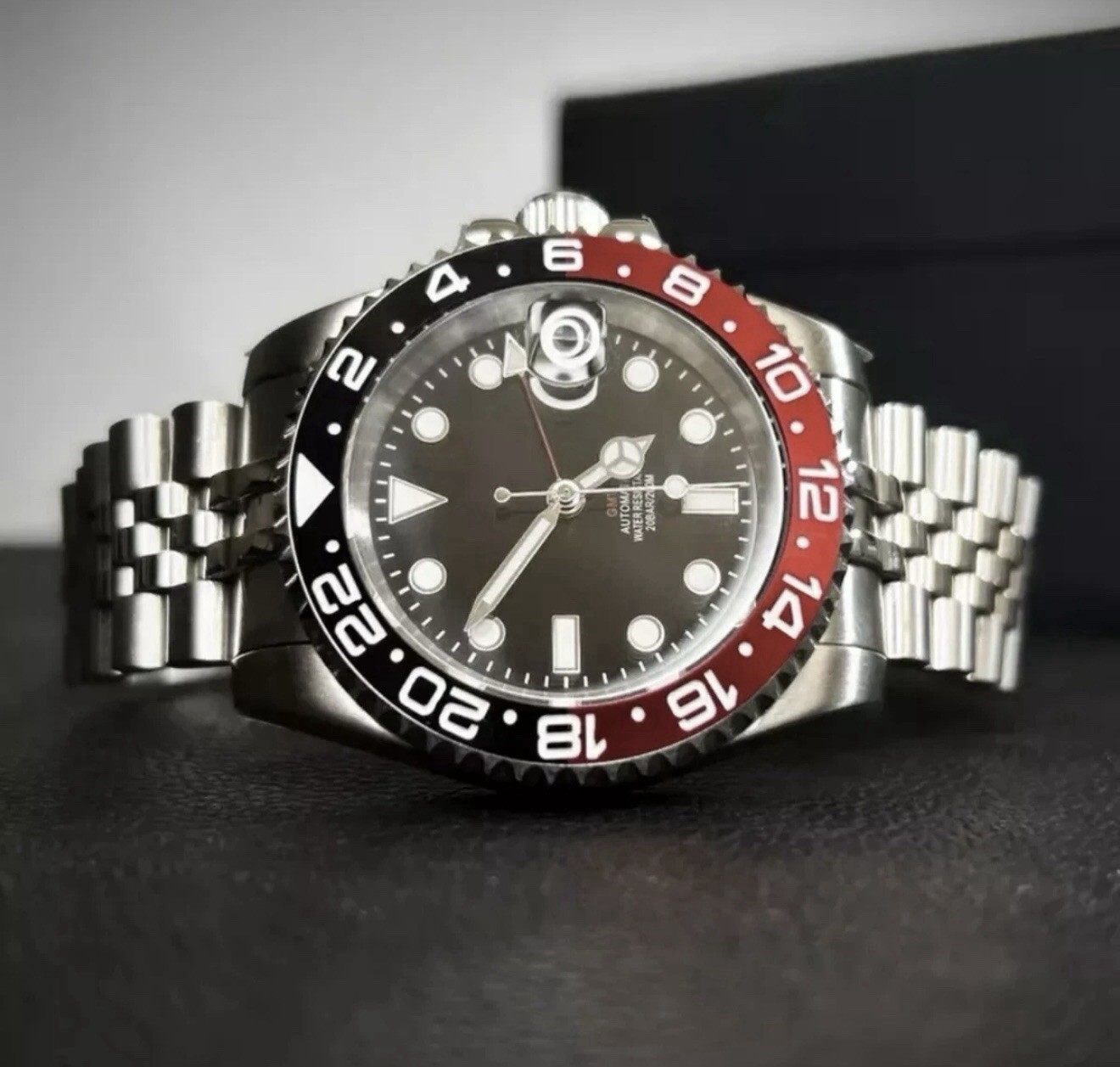 Custom 40mm “Coke” GMT Style Sub Mod Watch Jubilee Bracelet w/ NH34 Automatic