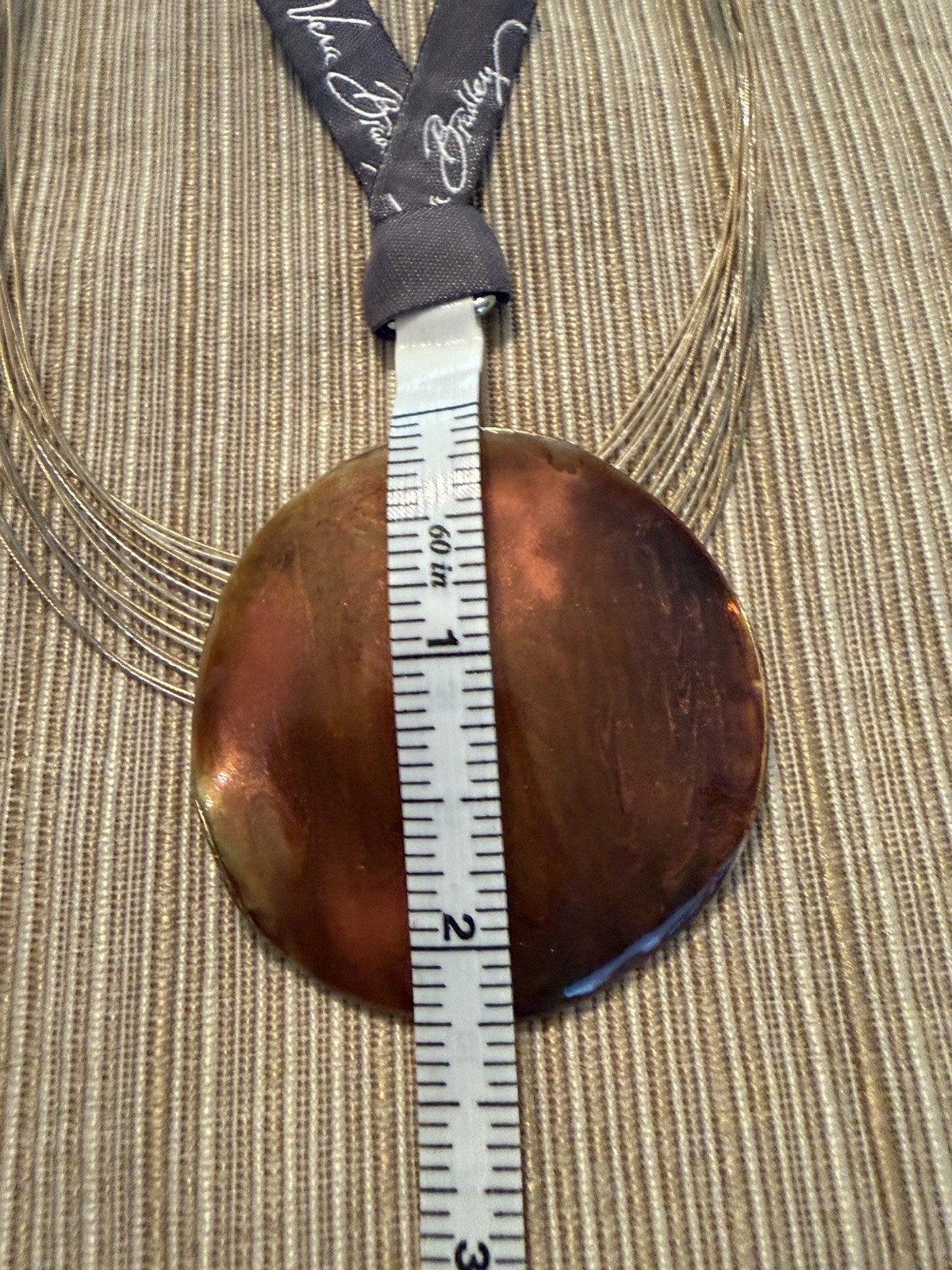 Chico’s Signed Multi-Strand Amber Round Pendant Necklace Cable Chain Lobster