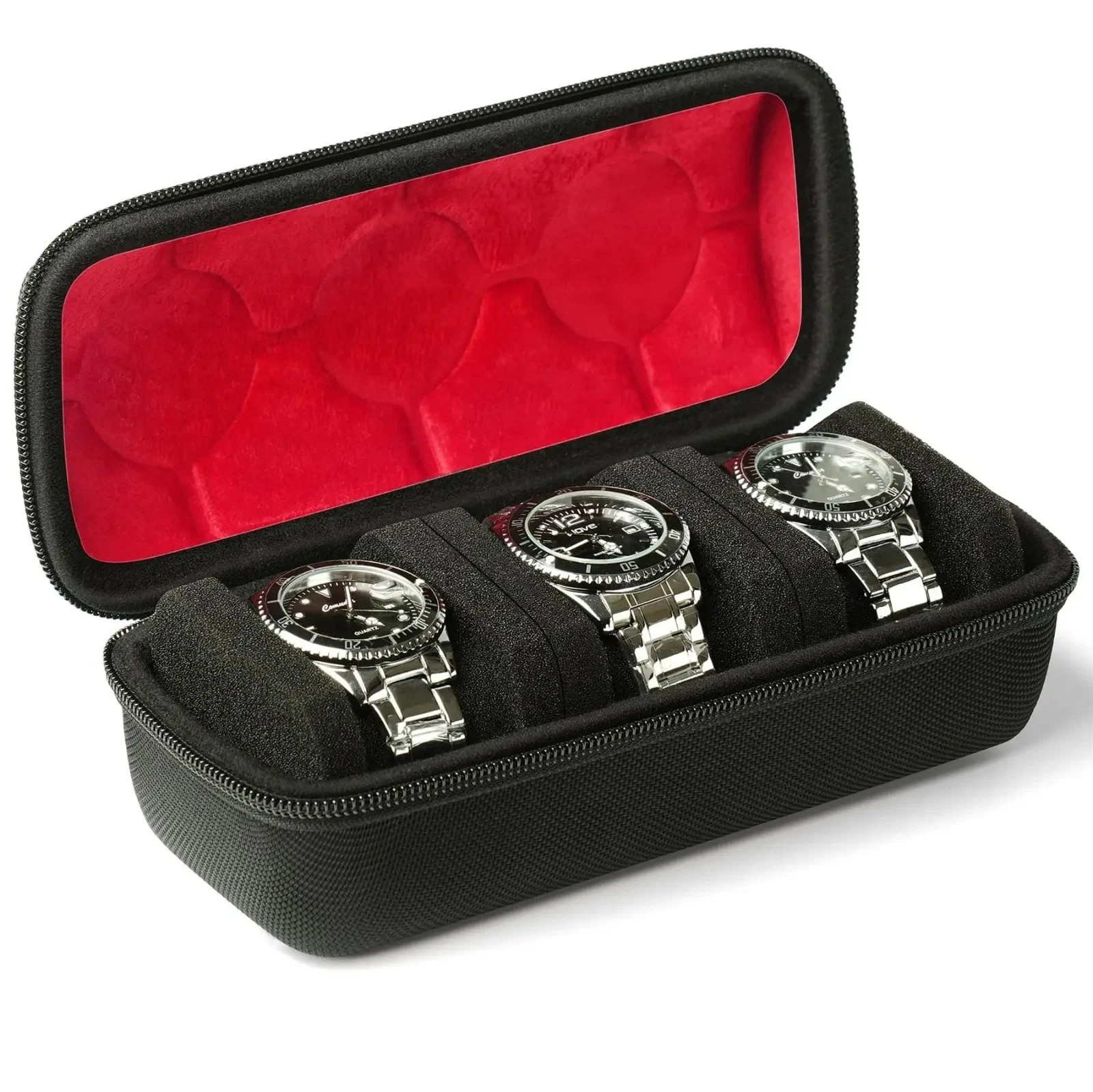 Men’s Watch Travel Case Portable Organizer with Anti-Move Watch Pillows