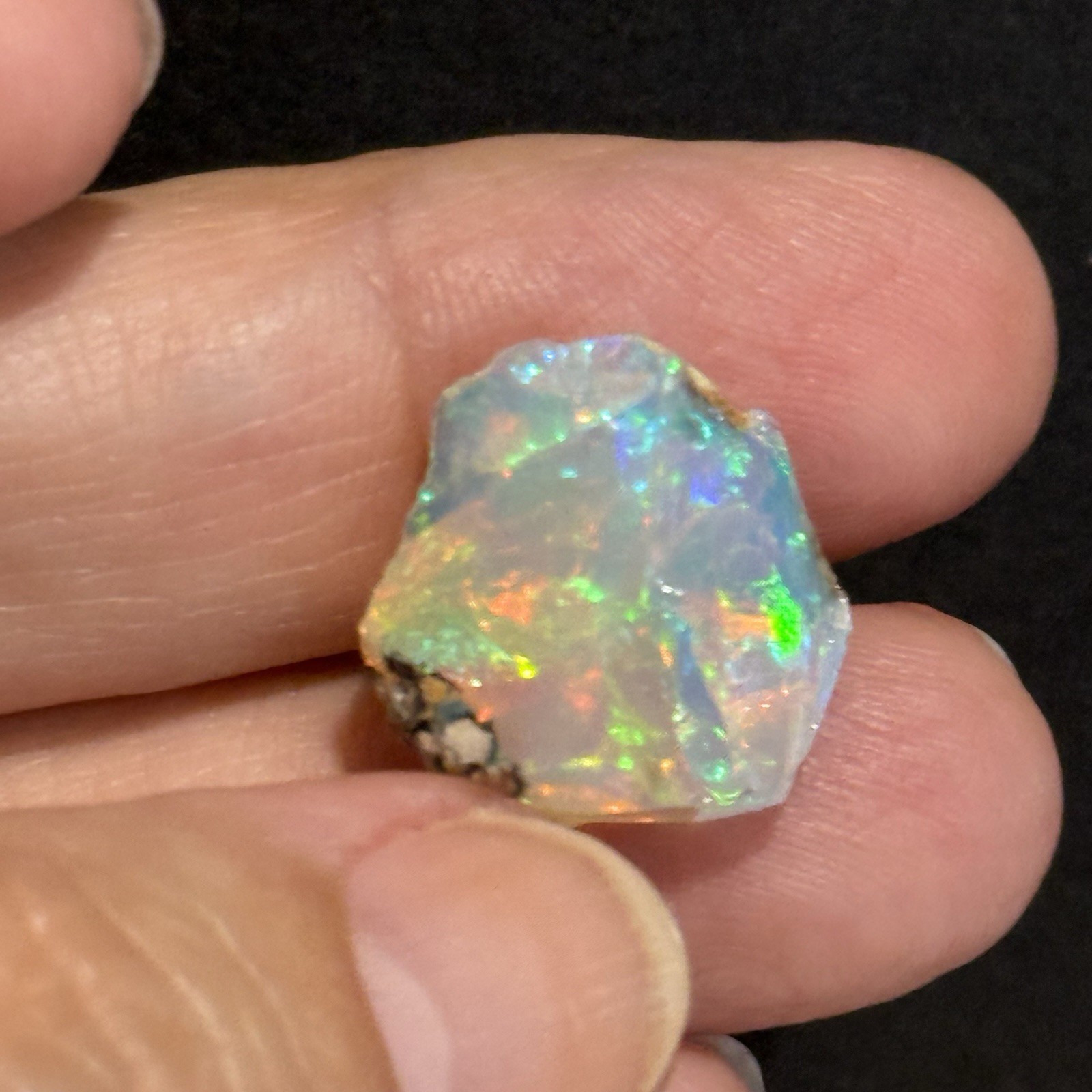 10.95ct 16.3×15.2mm Colorful Ethiopian Welo Opal Rough Rock Gem Wire Wrapping